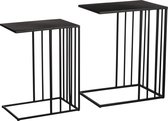 Mica Decorations Paco Bijzettafel - Set van 2 - L45 x B30 x H57 cm - Metaal - Zwart