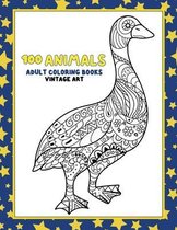 Adult Coloring Books Vintage Art - 100 Animals