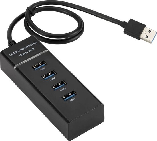 Premium USB 3.0 hub - 4 poorten - Extra snelle USB hub - USB 2.0 & USB 3.0  - Zwart | bol.com