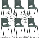 King of Chairs -Set van 6- Model KoC Samantha antraciet met zwart onderstel. Stapelstoel kuipstoel vergaderstoel tuinstoel kantine stoel stapel stoel kantinestoelen stapelstoelen k
