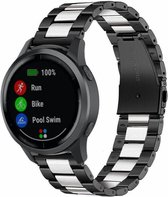 Stalen Smartwatch bandje - Geschikt voor  Garmin Vivoactive 4 stalen band - 45mm - zwart/zilver - Horlogeband / Polsband / Armband