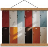 Schoolplaat – Verschillende Kleuren Kluisjes - 40x30cm Foto op Textielposter (Wanddecoratie op Schoolplaat)