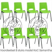 King of Chairs -Set van 8- Model KoC Samantha lime met zwart onderstel. Stapelstoel kuipstoel vergaderstoel tuinstoel kantine stoel stapel stoel kantinestoelen stapelstoelen kuipst