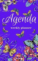 Agenda -Weekly Planner 2021 Butterflies Purple Hardcover136 pages 6x9-inches