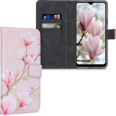 kwmobile telefoonhoesje voor Samsung Galaxy A20s - Backcover voor smartphone - Hoesje met pasjeshouder in poederroze / wit / oudroze - Magnolia design