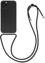 kwmobile telefoonhoesje compatibel met Apple iPhone 12 / 12 Pro - Hoesje met koord - Back cover in transparant / zwart