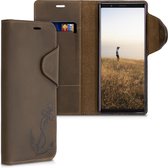 kalibri hoesje voor Sony Xperia 5 - leren hoes met pasjeshouder - Vintage Anker design - bruin