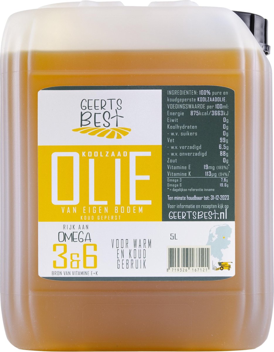 Geerts Best Koolzaadolie 5 liter Rijk aan omega 3+6 en koud