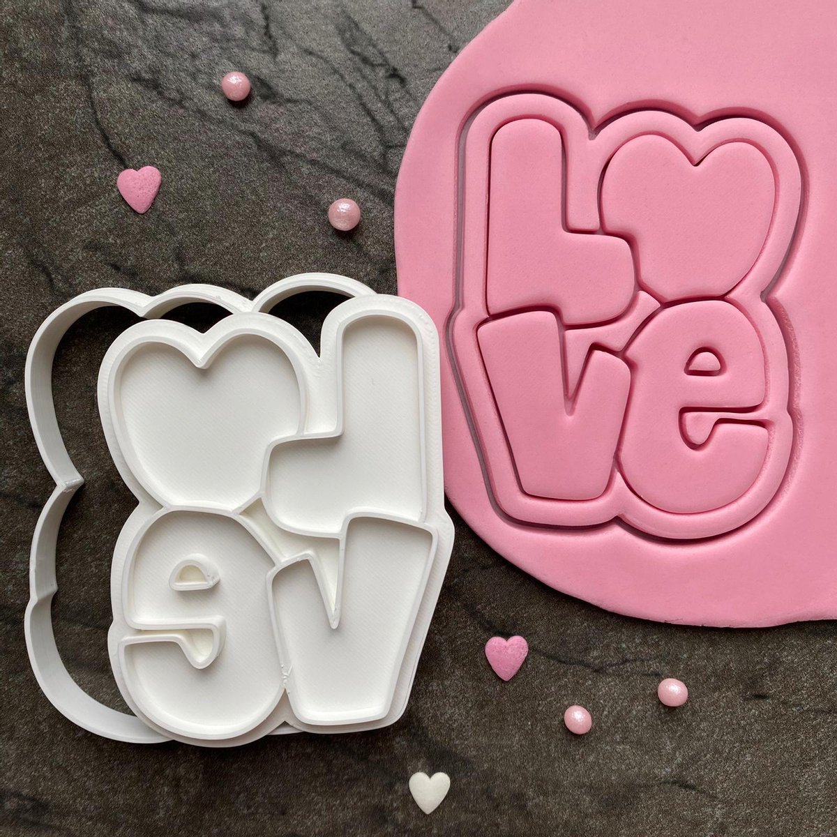 Hart-uitstekerset 10 Stuks Mini Valentijn - Kunststof Koekjessnijders Met Stempel