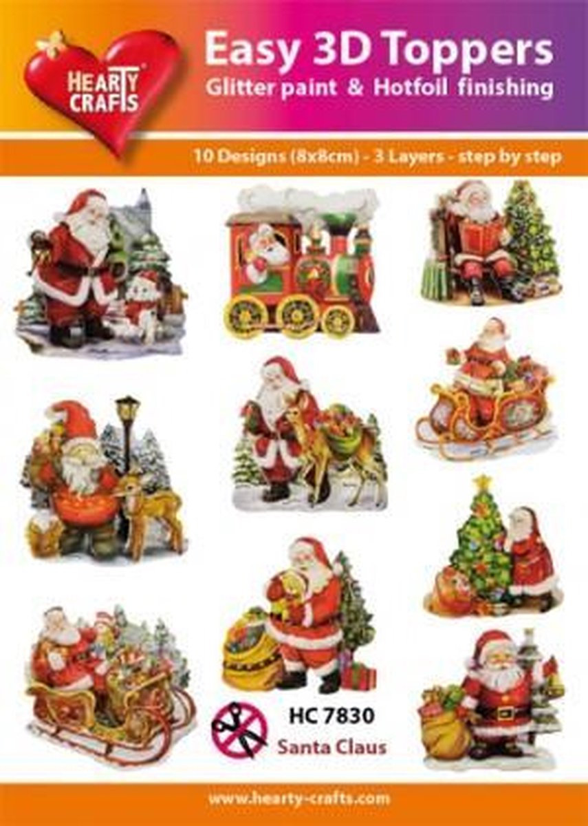 heart crafts easy 3D toppers santa claus