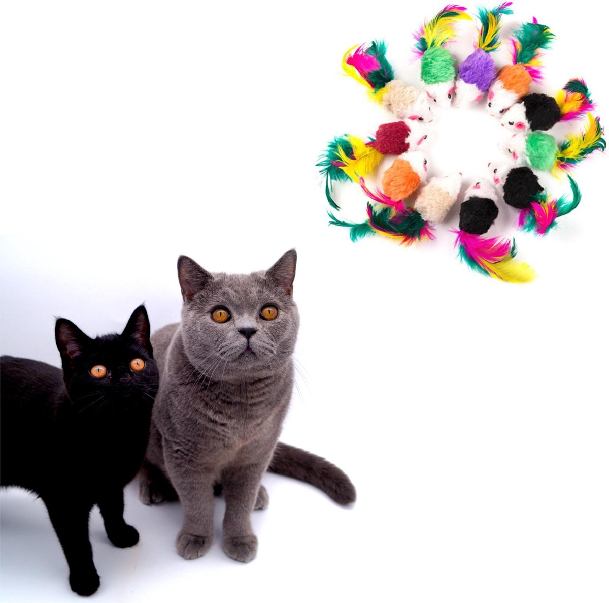 Make Me Purr Fluffy Muizen met Veer - Kattenspeeltjes - Kattenspeelgoed - Speelgoed voor Katten - Kat Speeltje Muis - Kitten Speeltjes Muisjes - 10 Stuks - Make Me Purr