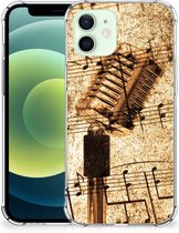 GSM Hoesje iPhone 12 Mini Siliconen Back Cover met transparante rand Bladmuziek