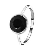 Lucardi Dames Ring Gemstone black onyx - Ring - Cadeau - Echt Zilver - Zilverkleurig