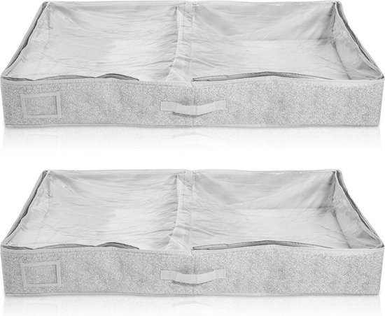 2 x onderbedcommode stof 91 x 50 x 14 cm - opslag onder het bed met  kijkvenster groot... | bol.com