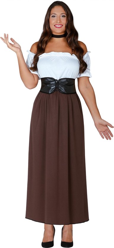 Middeleeuwseherbergier outfit voor dames - Volwassenen kostuums