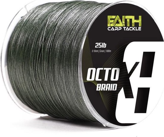 afgewerkt tweedehands Bedenk Faith OctoX8 Braided Line - Green - Gevlochten Lijn - 25lb - 0.16mm - 1000m  - Groen | bol.com