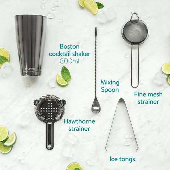 Nava © - Set à cocktail shaker mixeur à cocktail - Set de mixage 11 pièces  -... | bol.com