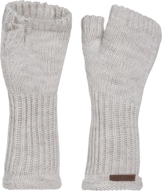 Knit Factory Cleo Gebreide Dames Vingerloze Handschoenen - Handschoenen voor in de herfst & winter - Beige Handschoenen - Polswarmers - Beige - One Size