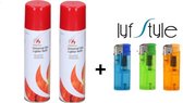 2 x Aanstekergas navul 500ML - Aansteker Gas + 3x Navulbare LYFSTYLE Aansteker!  (Actie!)