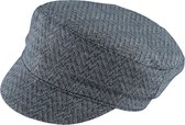 About Accessories - Dames kapiteinspet met tweed van visgraat motief - Grijs