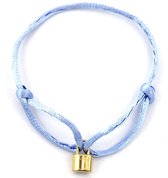 Armband Dames - Hangslot RVS - Lengte Verstelbaar - Blauw en Goudkleurig