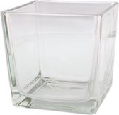Vaas / Accubak BEERTJE - Transparant - Glas - 14 x 14 x 14 cm - Maat L