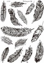 Temporary tattoo | tijdelijke tattoo | fake tattoo | veren - feathers | 150 x 210 mm