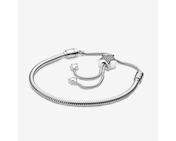 Fler® | Armband Zilver / Verstelbare Zilveren armband | geschikt voor alle populaire bedelcollecties | Bedelarmband dames zilver | Verstelbare sluiting | Ster vortmige sluiting | Elegante dames armband | Kerstcadeau | Valentijnsdag cadeau