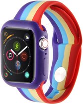 Apple watch 4|5|6 bandje 42mm - 44mm large siliconen paars - groen - geel - rood Watchbands-shop.nl