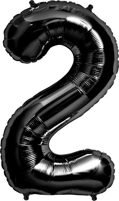 Helium ballon - Cijfer ballon - Nummer 2 - 2 jaar - Verjaardag - Zwart - Zwarte ballon -