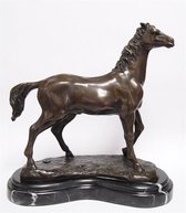 Beeld brons - Paard - decoratief - Dier op sokkel - 29,7 cm hoog