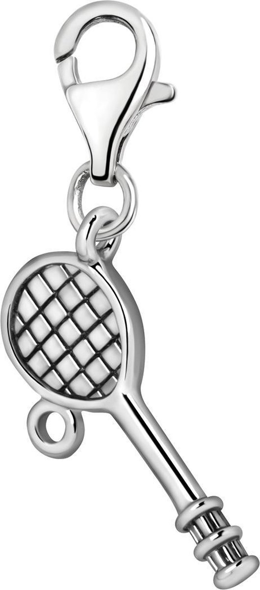 Quiges – Charm – Hanger - 3D Tennisracket - Verzilverd - karabijnslot - geschikt - voor - Bedelarmband - QHC097