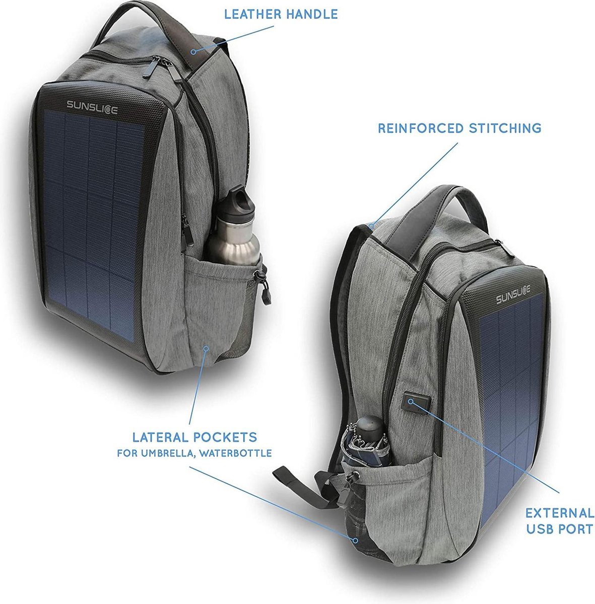 b'Waterdichte rugzak met zonnepaneel, draagbare laptop tas met flexibele,  krachtige en... | bol.com