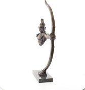 beeld brons - Indiaanse krijger met boog - decoratief - brons sculptuur - 85,7 cm hoog