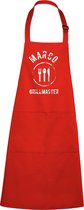 mijncadeautje - luxe keukenschort - Grillmaster - met naam - rood