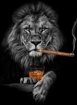 3 keer 40 x 60 cm Big lion Smoking and Drinking Plexiglas incl. luxe ophangframe