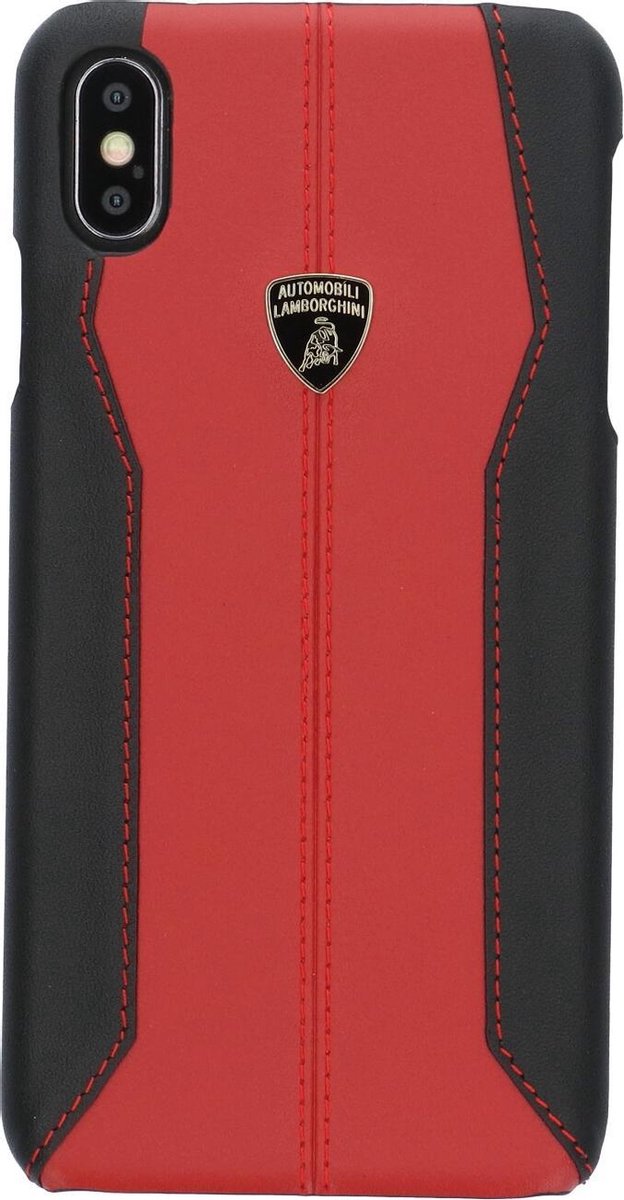 Rood hoesje van Lamborghini - Backcover - D1 Serie - iPhone Xs Max - Genuine Leather - Echt leer