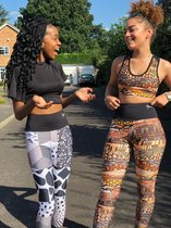 Pfeka Afrikaanse Prints dames high waist bruin dieren print leggings yoga pants MAAT XL