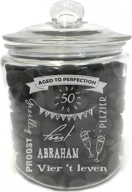 Bonbonnière / pot de rangement avec gravure de texte: ABRAHAM. Don-50  ans-Abraham. Le... | bol.com