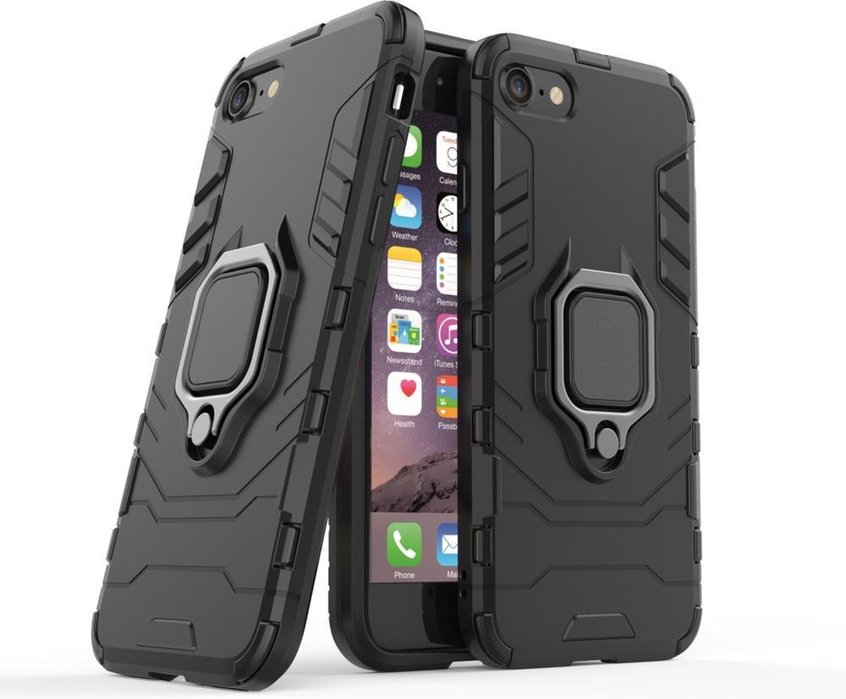 Ring Armor Case Kickstand Geschikt voor iPhone SE 2020 / iPhone 8 / iPhone 7 zwart