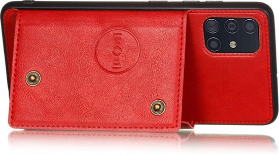 Coque arrière Samsung Galaxy A51 | Rouge | Porte-cartes en cuir | Porte-cartes | Magnétique