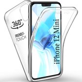 Apple iPhone 12 Mini Case - Transparant Siliconen - Voor- en Achterkant - 360 Bescherming - Screen protector hoesje - (0.4mm)