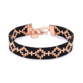 Mint15 Geweven armband 'Black Diamonds' - Roségoud