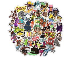 Hip Hop Stickers - 50 stuks voor laptop, skateboard, journal, mobieltje, fiets etc. Muziek/Rappers/Street/Hiphop