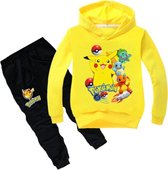Pokémon trainingspak hoodie geel - maat 116 - Pikachu - trui en broek - pyjama - kinderen - kleding