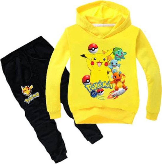 Pokémon trainingspak hoodie geel - maat 116 - Pikachu - trui en broek -  pyjama -... | bol.com