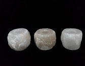 Set Witte Himalaya Zout Theelichthouders (2 stuks)