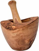 Olijfhout  Vijzel met stamper /  EXTRA GROOT  ( 16 cm )
