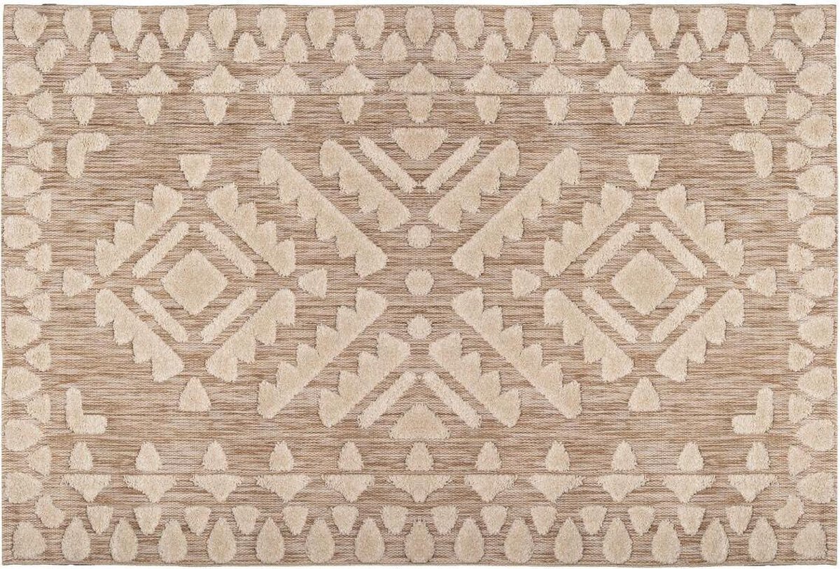 Vloerkleed 3D patroon HANA 150x230 geweven linnen - Atmosphera Créateur d'intérieur - vloerkleed woonkamer beige / naturel