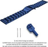 Blauw Metalen Bandje sporthorlogebandje 24 mm voor verschillende (smart)watches van verschillende bekende merken – Maat: zie maatfoto – 24 mm black smartwatch strap - RVS - Staal -